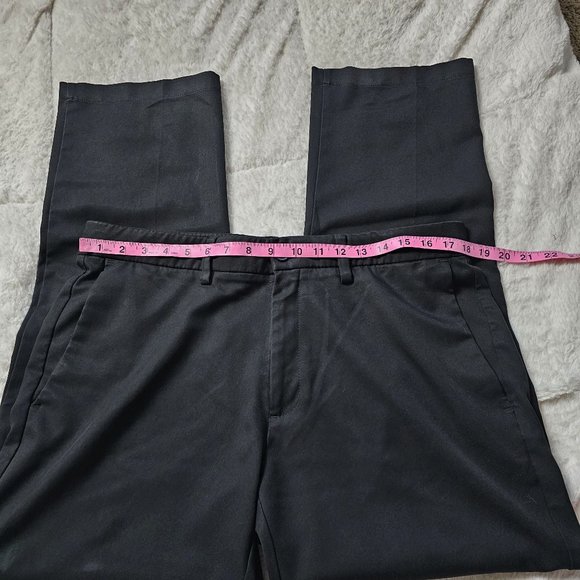 Haggar Black Cool 18 Pro Stretch Straight Fit Flat Front Dress Pants 36x30 - Picture 2 of 8